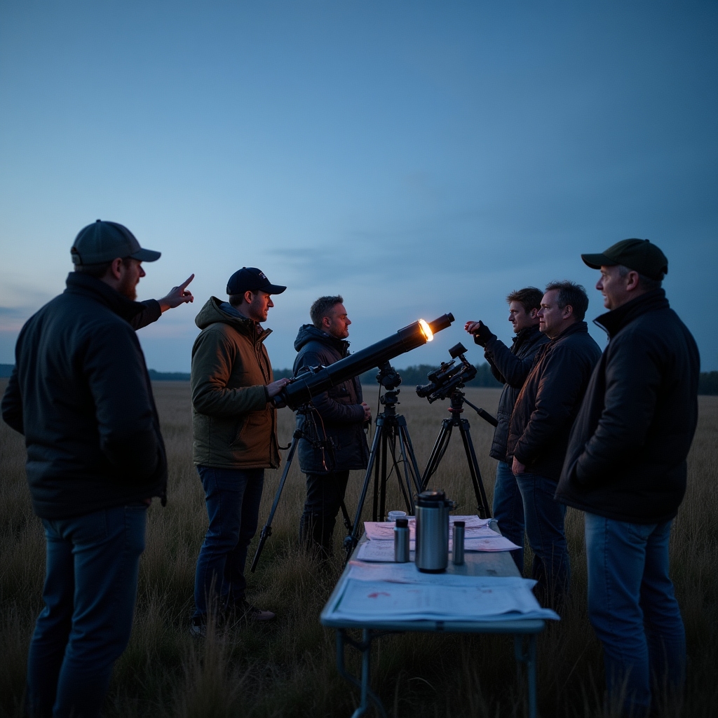Spotkanie miłośników astronomii podczas nocnej obserwacji w Polsce